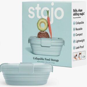 Stojo 24 Oz Collapsible Sandwich Lunch Box Aquamarine Work School Sustainable